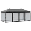 Tenda per Feste Nera Design Pieghevole con Pareti Laterali 3x6 m