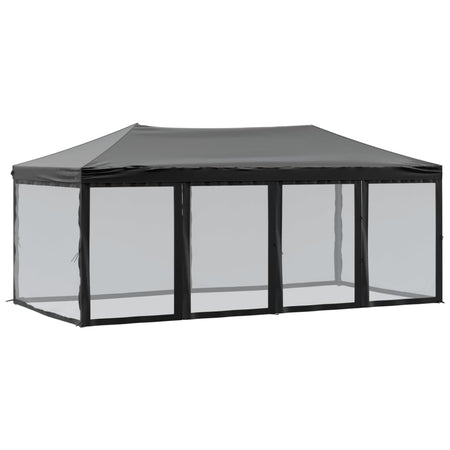 Tenda per Feste Nera Design Pieghevole con Pareti Laterali 3x6 m