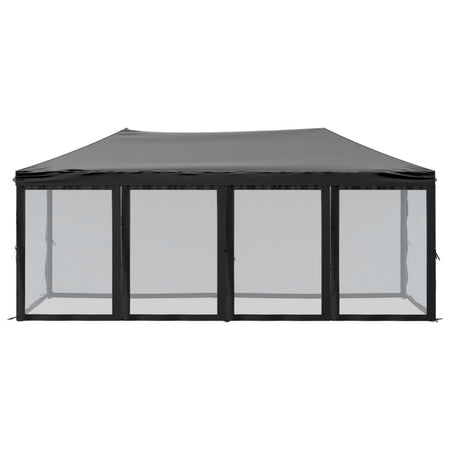 Tenda per Feste Nera Design Pieghevole con Pareti Laterali 3x6 m
