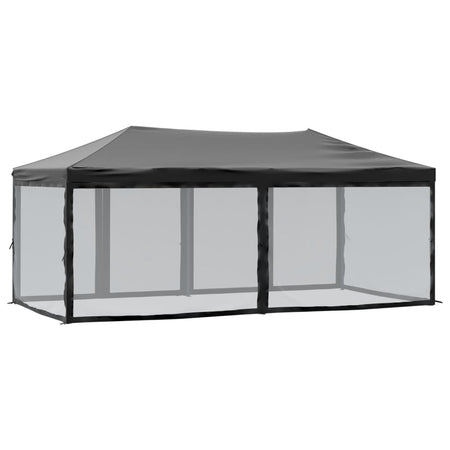Tenda per Feste Nera Design Pieghevole con Pareti Laterali 3x6 m