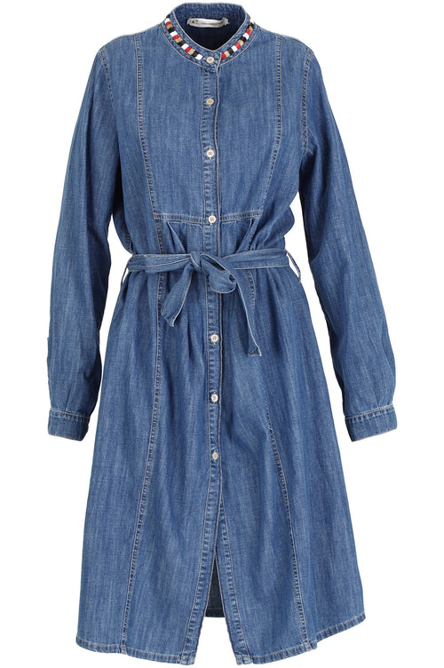 CAMICIA LUNGA CON APPLICAZIONE ALLO SCOLLO