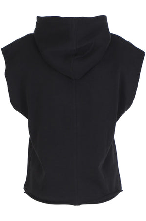 GILET CORTO CON CAPPUCCIO E LOGO RICAMATO