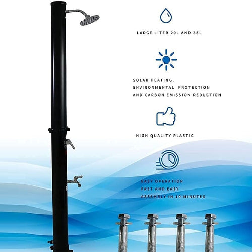 Doccia Solare da Giardino 20 LT con Lava Piedi e Miscelatore per Esterno Piscina