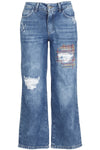 JEANS CULOTTE CON RICAMO MULTICOLOR