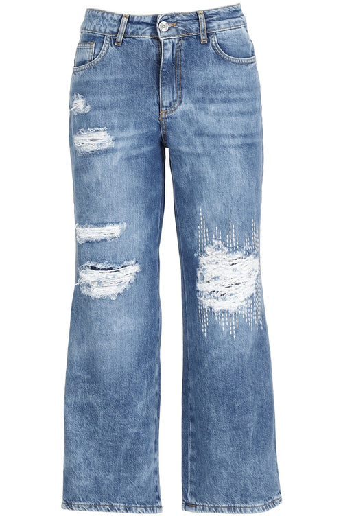JEANS CULOTTE CON RICAMO