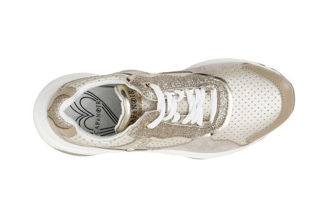 SNEAKERS ALLACCIATA IN PELLE,RASO E GLITTER