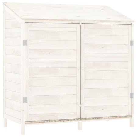 Capanno Porta Attrezzi da Giardino Bianco  Legno Massello Robusto 102x52x112cm