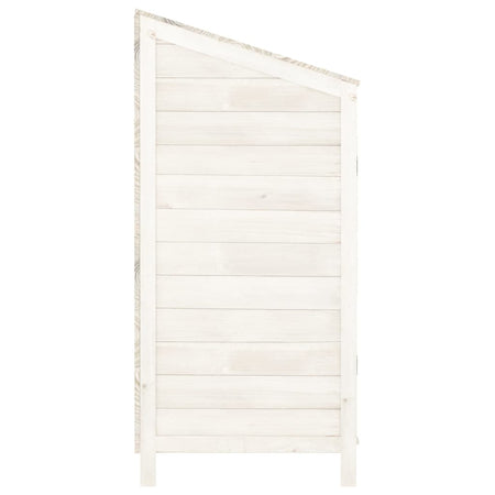 Capanno Porta Attrezzi da Giardino Bianco  Legno Massello Robusto 102x52x112cm
