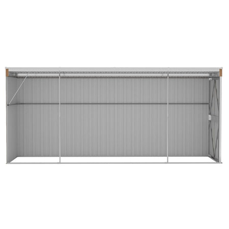 Capanno Giardino a Parete Porta Attrezzi Marrone Acciaio Zincato 118x382x178cm