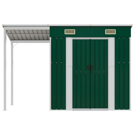 Capanno Giardino Verde Porta Attrezzi Acciaio Design Inclinato 277x110,5x181cm