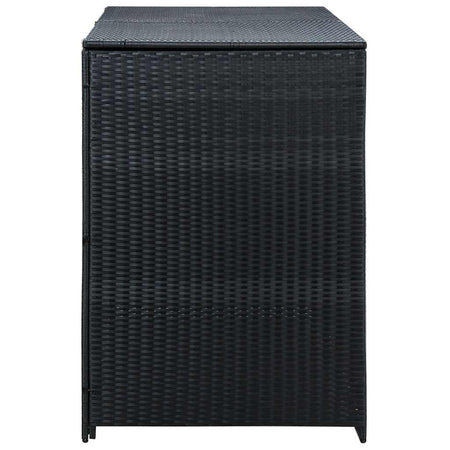 Copribidone Doppio per Spazzatura Polyrattan  + Acciaio Nero 148x80x111 cm