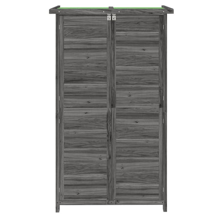 Rimessa per Attrezzi da Giardino Grigia in Legno Tetto Spiovente 83x57x140 cm