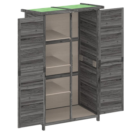 Rimessa per Attrezzi da Giardino Grigia in Legno Tetto Spiovente 83x57x140 cm