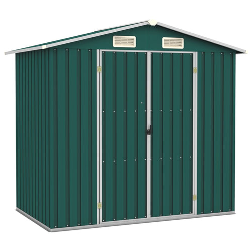 Box da Capanno Porta attrezzi Verde in Acciaio Zincato Resistente 205x129x183 cm
