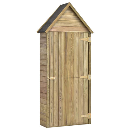 Casetta Porta Attrezzi Giardino con Porta in Pino Impregnato 69,5x32x178 cm
