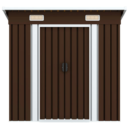 Box Attrezzi da Giardino Marrone in Acciaio Zincato Resistente 194x121x181 cm