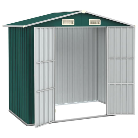 Box da Capanno Porta attrezzi Verde in Acciaio Zincato Resistente 205x129x183 cm