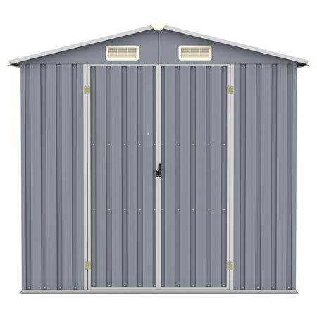 Porta Attrezzi da Giardino Grigio in Acciaio Zincato Resistente 205x129x183cm