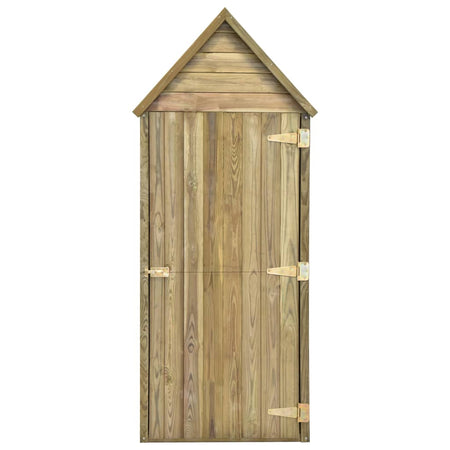 Casetta Porta Attrezzi Giardino con Porta in Pino Impregnato 69,5x32x178 cm