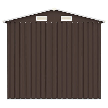 Capanno per Attrezzi da Giardino Marrone Acciaio Design Inclinato 205x129x183 cm