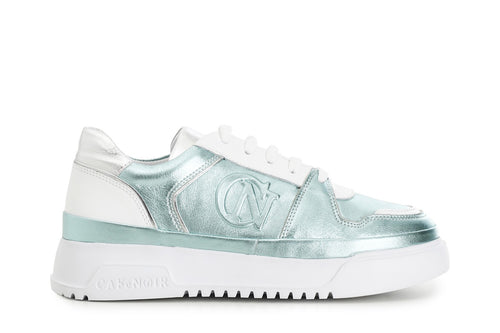 SNEAKERS IN PELLE METALLIZZATA CON LOGOIN RILIEVO