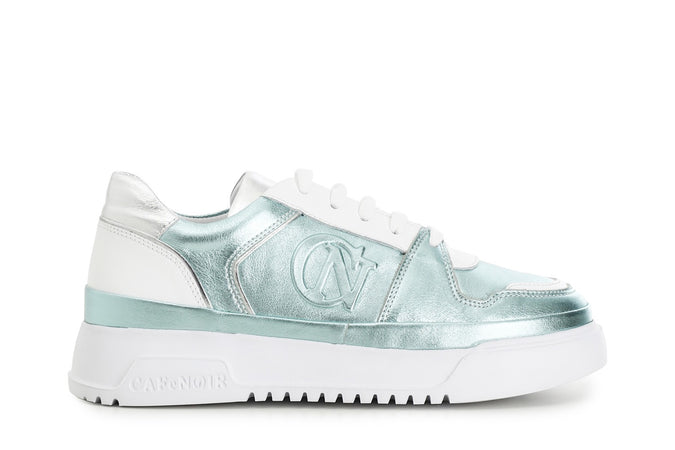 SNEAKERS IN PELLE METALLIZZATA CON LOGOIN RILIEVO