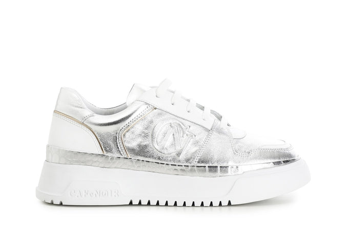 SNEAKERS IN PELLE METALLIZZATA CON LOGOIN RILIEVO