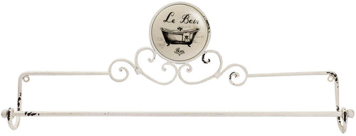 Biscottini Portasciugamani da muro Le Bain in ferro battuto finitura Shabby 70x9,5x27,5 cm