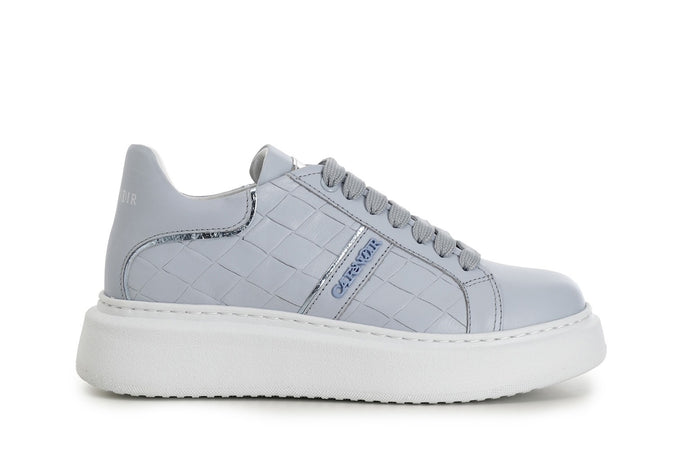 SNEAKERS IN PELLE STAMPA INTRECCIO