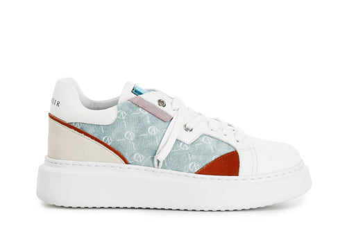 SNEAKERS IN TESSUTO E PELLE