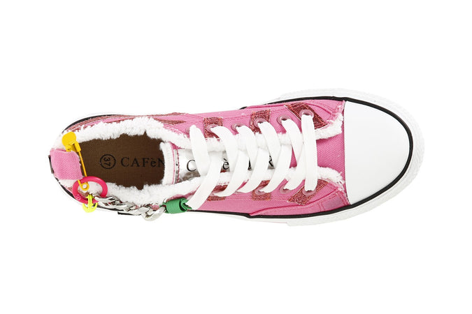 SNEAKERS IN TESSUTO E GLITTER CON FRANGE
