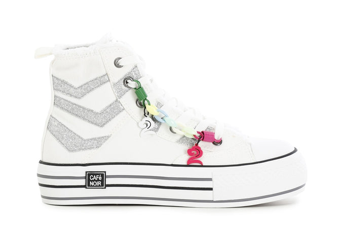 SNEAKERS MID IN TESSUTO E GLITTER CON FRANGE