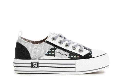 SNEAKERS PATCHWORK IN TESSUTO CON POIS