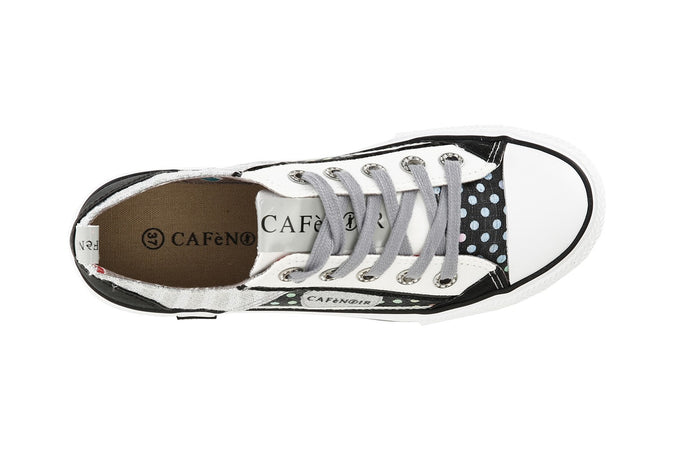 SNEAKERS PATCHWORK IN TESSUTO CON POIS