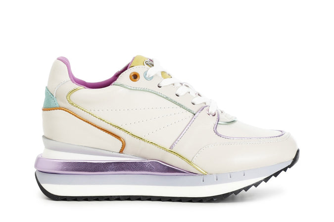 SNEAKERS IN PELLE CON PROFILI COLORATI