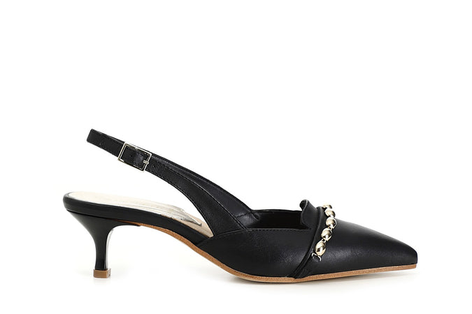 SCARPE APERTE DIETRO IN PELLE CON ACCESSORIO