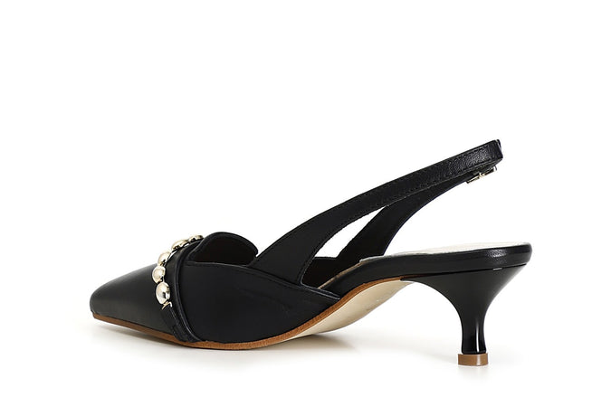 SCARPE APERTE DIETRO IN PELLE CON ACCESSORIO