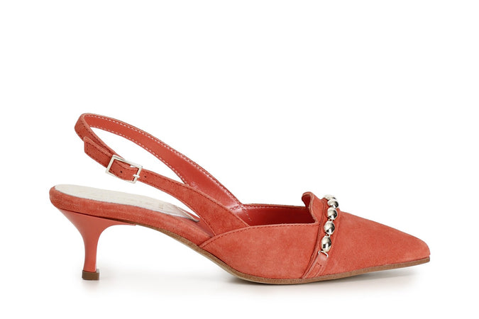 SCARPE APERTE DIETRO IN PELLE SCAMOSCIATA CON ACCESSORIO