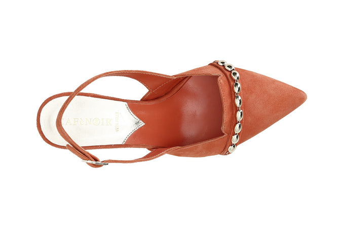 SCARPE APERTE DIETRO IN PELLE SCAMOSCIATA CON ACCESSORIO