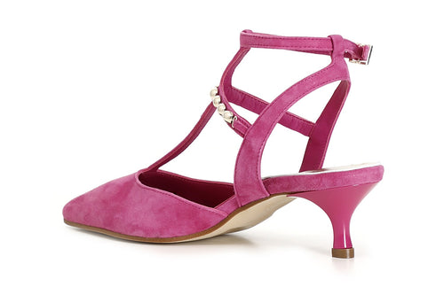 SCARPE IN PELLE SCAMOSCIATA CON LACCIO ALLA CAVIGLIA E ACCESSORIO