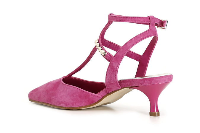 SCARPE IN PELLE SCAMOSCIATA CON LACCIO ALLA CAVIGLIA E ACCESSORIO