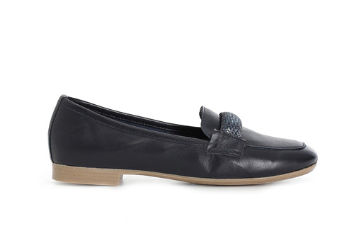 MOCASSINO IN PELLE CON PASSANTE IN MICROSTRASS