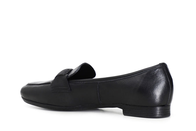 MOCASSINO IN PELLE CON PASSANTE IN MICROSTRASS