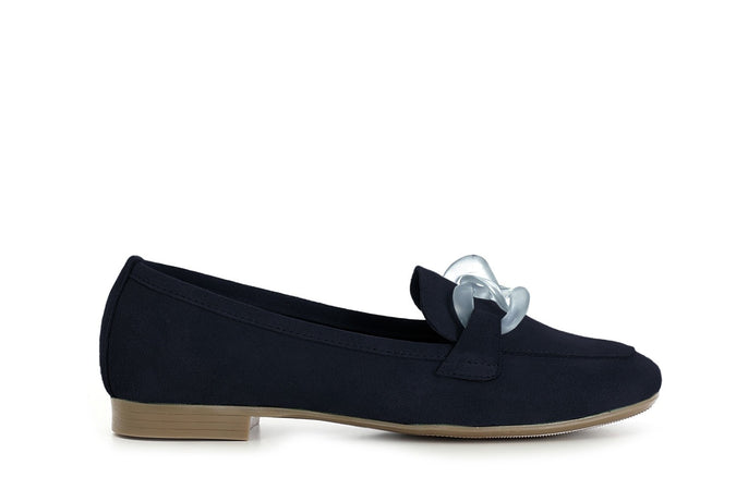 MOCASSINO IN PELLE SCAMOSCIATA CON CATENA