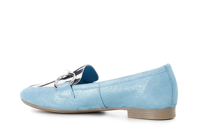 MOCASSINO IN PELLE GLITTER E CAVALLINO