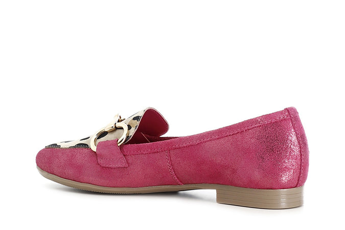 MOCASSINO IN PELLE GLITTER E CAVALLINO