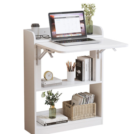 Scrivania Salvaspazio Pieghevole Ribalta Ufficio Camera Ingresso 64 cm Bianca