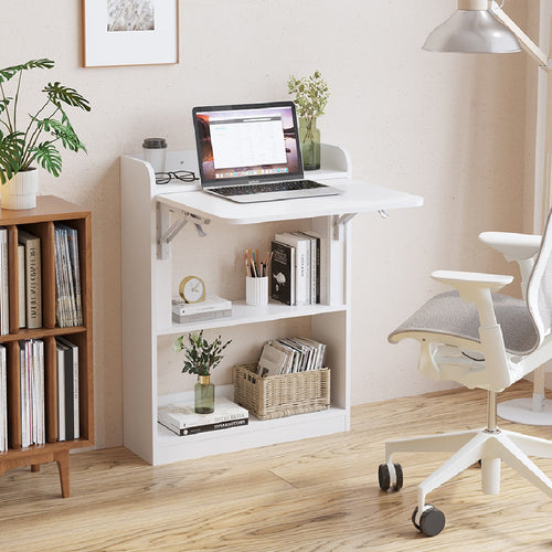 Scrivania Salvaspazio Pieghevole Ribalta Ufficio Camera Ingresso 64 cm Bianca