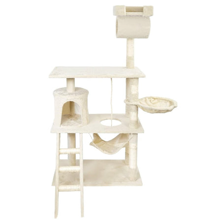 Albero Tiragraffi Gatti Giochi Cuccia Amaca Graffiatoio 74.5x40 H142cm Beige