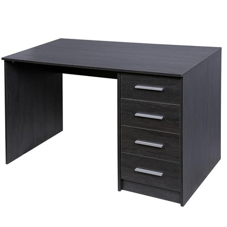 Scrivania in Legno MDF con Cassettiera 4 Cassetti 110x56 H 73cm Porta PC Grigio
